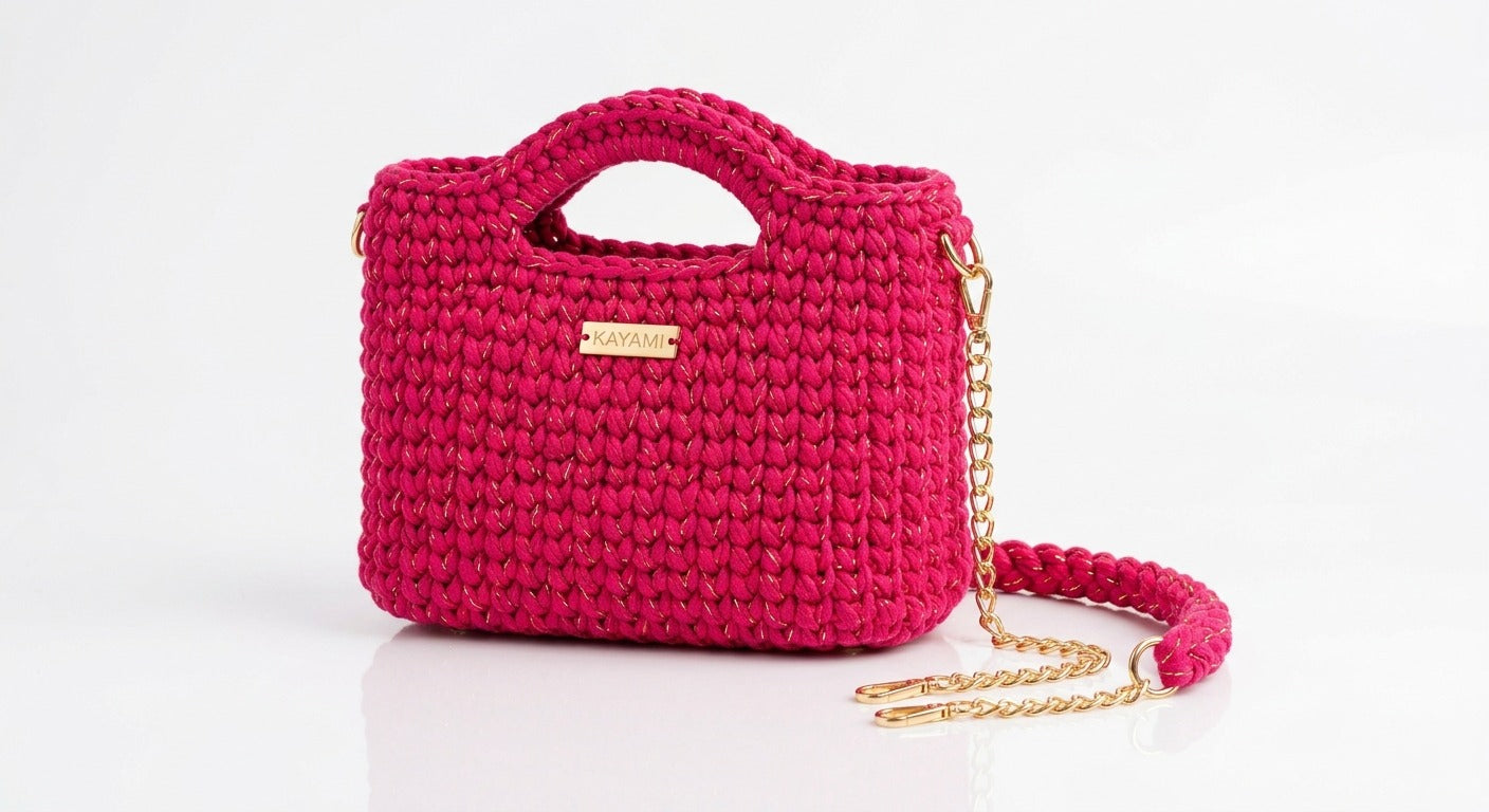 Fuchsia — sac crocheté main, rose vif