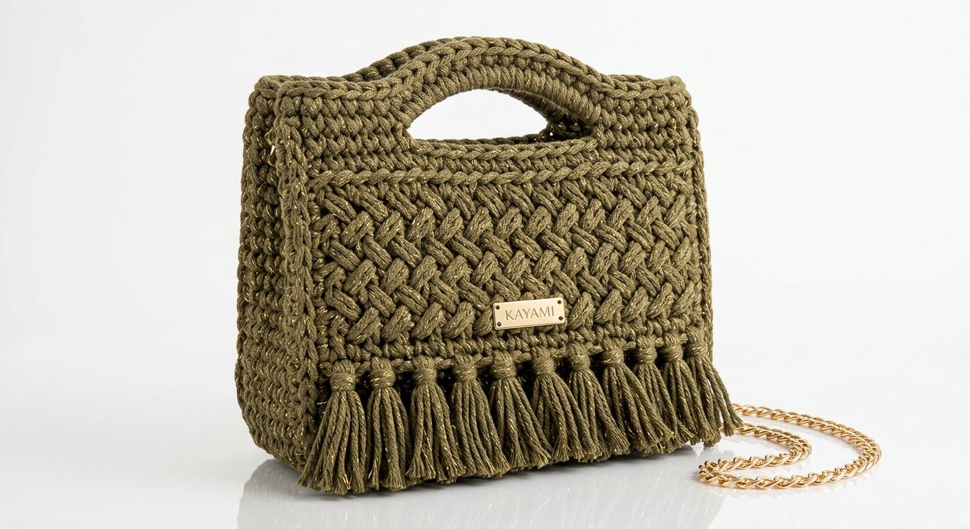 Safari — sac crocheté main, kaki